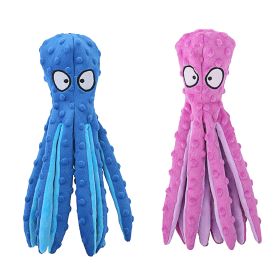 2Pcs Squeaky Dog Toys No Stuffing Crinkle Plush Octopus Dog Teething Toy Interactive Dog Toy Dog Training Toy For Puppy Small Medium Large Dog (Option: DogToyBluePink)