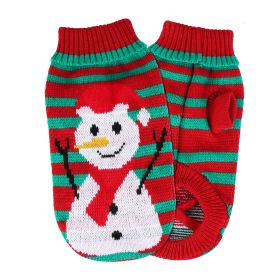 Pet Christmas Turtleneck Sweater Dog Cat Christmas Clothes Snowman Stripes Costume Winter Holiday Sweater for Small Medium Kitten Puppy Cats Dogs (Option: PetSweaterSnowmanM)
