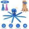 2Pcs Squeaky Dog Toys No Stuffing Crinkle Plush Octopus Dog Teething Toy Interactive Dog Toy Dog Training Toy For Puppy Small Medium Large Dog